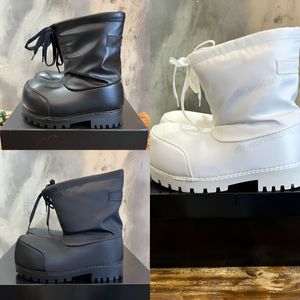 Paris Skidåkning Höjd tjocka botten Snöstövlar Drawstring Lace Ski Boots Women's 2024 Autumn/Winter New Big Head Short Boots Women's 35-45