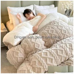 Blankets High End Thickened Winter Warm For Beds Artificial Lamb Cashmere Weighted Blanket Thicker Warmth Duvet Quilt Comforter Drop Dhudh