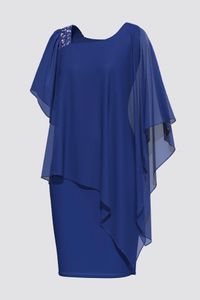 Sukienka letnia w dużych rozmiarach elegancka zimne ramiona nakładka asymetryczna szyfonowa płaszcz stały kolor okrągły szyjka odzież 240531