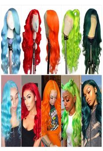 Brazilian Body Wave 13x1 Lace Bront Wigs Blue Red Pink 99J Colorful Remy Human Hair Lace Pront Breucted Humer Hair Wigs5023883