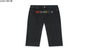 Yüksek Versiyon Vetements Renkli Matkap Yıkama Suyu Erkekler ve Kadınlar İçin Düz kot pantolon kullandı8664942