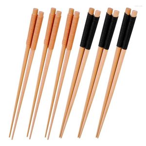 Chopsticks 6 Pairs Reusable Japanese Chinese Korean Wood Chop Sticks Hair Dishwasher Safe