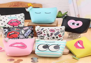 Kvinnor Makeup Bags Cartoon Cute Lip Big Eye Handväska Kopplingsväskor Vattentät förvaringspåse Byt mynt Purse Kosmetiska fall 8 Styles2255379