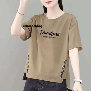 Designer T-Shirt 100% reine Baumwolle kurzärmeliges T-Shirt Frauen 2024 Neues modisches locker sitzendes kleines Hemdtop-T-Shirt für Sommerkleidung