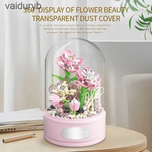 Block 438 stycken Garden Flower Music Box Architectural Creative Bouquet Display Model Home Decoration Education Toys Childrens Holiday Presents H240531