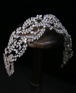 Pageant Zircon pannband hårband bröllop brud krona tiara hår tillbehör smycken party prom headpiece prydnad klänning accessori7156353