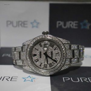 Premium Quality Iced Out Luxury VVS Moissanite Diamond Watch Diamond Tester Pass Unisex Hip Hop Full Iced Out Diamond Watch