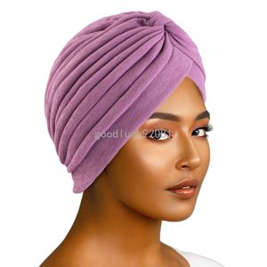New Indian Muslim Women cotton Hijab Top Knot Chemo Caps Turban Beanies Pleated Cancer Bonnet Hair Loss Hat Islamic Headwear