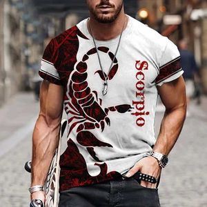 Camisetas masculinas Animal Mens camiseta 3D PRIMAÇÃO DE ESCORPION Tees gráficos Top T-shirts engraçados Moda casual masculino masculino roupas de tamanho grande Z240531