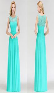 Elegant Lace Top A Line Bridesmaid Dresses A Line Chiffon Sleeveless Sheer Neckline Long Maid Of Honor Dresses Cheap BM00526962456