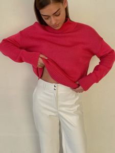 Tröjor kvinnor tröjor fashionabla högkvalitativa turtleneck tröja kvinnlig lös och tjock tråkig lat vind pullover stickad bas varm