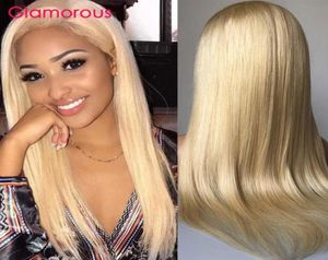 150 Densitet Blond Human Hair Lace Frontal Wigs Color 613 Rak Swiss spets Human Hår peruker för kvinnor9660054
