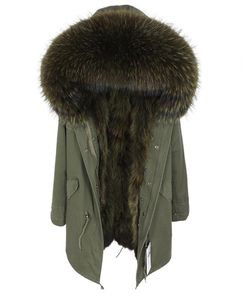 2019 winter fashion natural Raccoon fur collar Thick Parka Raccoon fur lining jacket solid loose women039s clothing real fur co7126701