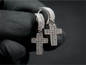 Hip Hop Cross Dangle Earring Vintage Jewelry 925 Sterling Silvergold Fill Pave White Sapphire CZ Dimaond GemsRones Bridal Women W6842500