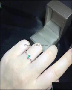 خواتم Solitaire Rings المجوهرات الطبيعية Emerald Ring Shop الخاصة بالأحجار الكريمة من منطقة التعدين 925 Sier Y1128 Drop Del5653006