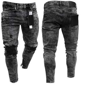 Men's Pants Ripped Jeans Men Stretch Skinny Grey Blue Black Hip Hop Denim Trousers Streetwear Casual Slim Fit Jeans for Men Jogging jean S2452411