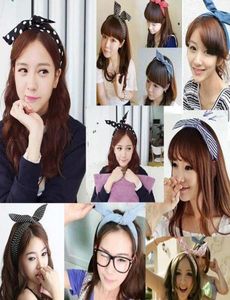 New chiffon floral colorful cute bunny ear rabbit ear metal wire DIY bow headband sequin hairbands large bow clips 76 color5120767