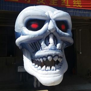 Partihandel Crazy Halloween Decoration Giant Inflatable Skull Head Hanging Skeleton Model With Internal Blower för Event Stage Advertising 001