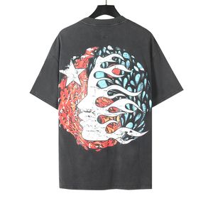 디자이너 티셔츠 폴로 티셔츠 불꽃 거리 인기있는 짧은 슬리브 티셔츠 멀티 컬러 면화 낡은 레트로 고품질 공예 트렌드 패션 T 셔츠 그래픽 티 S-3XL