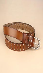 Korean Women039s Belt Genuine Leather Rivet Campus Style Jeans Decorative Versatile6582543