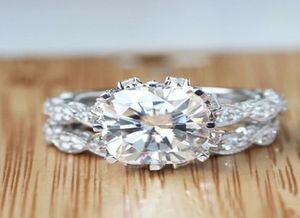 2019 Glänsande runda zirkonförlovningsringar Set för kvinnor Euramerica Delicate Chic Wedding Rings lovar smycken Whole4895127