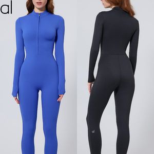 AL-296 Kvinnor Yoga långärmad jumpsuit Kvinnor med hög intensitet dragkedja sportbodysuit