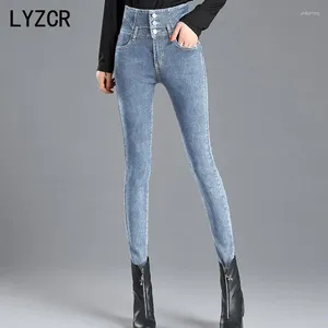 Women's Jeans Winter Black High Waist Velvet Skinny For Warm Thick Women's Fleece Plus Size Mom Woman Waisted