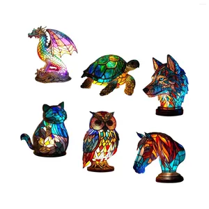 Table Lamps Animal Lamp Bedroom Stained Resin Light For Bedside Home Study