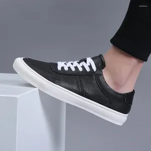 Casual Shoes White Black Genuine Leather Men's Flats Oxfords Fashion Sneakers Design Men Causal Lace-Up Sneaker