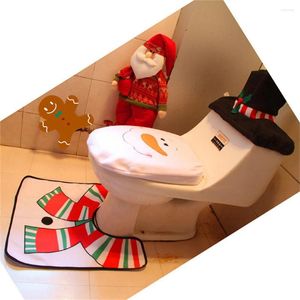 Tuvalet koltukları 3pcs neşeli Noel banyosu kapağı seti 3D karikatür Noel Baba Tasarım Düzenlenmiş Dekorasyonlar Banyo Aksesuarları