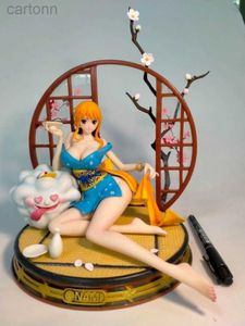 Anime Manga One Piece Anime Figura 26 cm Stile cinese Cheongsam Nami Modello Bambole Figurine Gk Statua Decor Decorativo Giocattoli da collezione Regali 240401