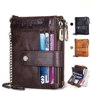 Designer plånbok män casual mens plånbok mynt plånbok rfid antitheft kontant väska läder multi funktionell spänne blixtlås retro galna hästkohide korthållare plånbok