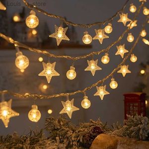 LED Strings Snowflake String Light Star Crystal bulb Fairy garland New Year Christmas Tree Decor Ornament Xmas Gifts YQ240401