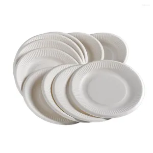 使い捨て食器50pcs/lot紙皿7インチ丸いデザートケーキプレートテーブルウェア再利用可能なプラスチック