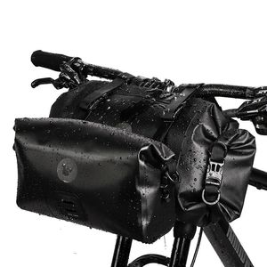 Rhinowalk cykelväska Vattentät front Reflektice Tube Bike Bag 4L-12L stort kapacitetsstyrning Fram Fram Frame Trunk Pannier 240318