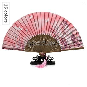 Dekorativa figurer 10styg Floral Butterfly Folding Silk Hand Fan med Tassel Event Party Supplies Decoracion Fiestas