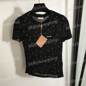 Letter Dot Printed T Shirts Tees Designer Tops For Women Kort ärm Pullover Thin Breattable Tshirt kläder