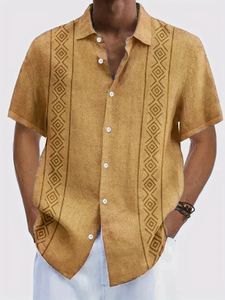 Erkekler Moda Klasik Sokak Düğmesi Kısa Kollu Yaz Tatil Gömlekleri Nefes Alabilir Üstler Hawaiian 240329