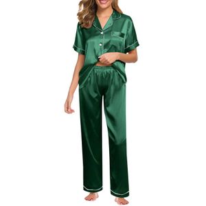 Sbak sexy pyjamas seiden satin pyjamas für Frauenpyjamas Set Langarm -Nachtwäsche Frauen Pyjamas Anzug weiblicher zweisteuelischer Loungewear Plus Size 2404101