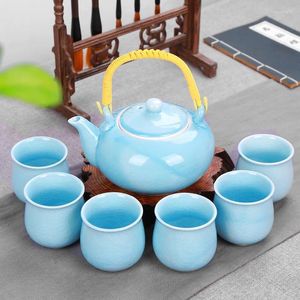 TeAware Setleri Şeker Renkleri Büyük Kapasiteli Çin Çay Seti Aksesuarları Teapot Teapot Coffee Potcups Teaehouse Home Bar için Kullanabilir