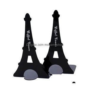 Objetos Decorativos Estatuetas 1 Par Torre Em Forma De Metal Bookends Suporte De Ferro Suporte De Mesa Para Livros Organizador Papelaria Acc Dhvct