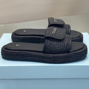 2024 mais recente primavera verão designer estilo de luxo lafite tecido chinelos sawtooth romano tecido uper ultra leve fundo grosso sapatos de praia salto alto 4cm chinelos tamanho 35-41