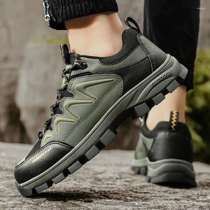 Sapatos casuais outono inverno couro para homens respirável à prova de água montanha escalada tênis elástico banda homem ao ar livre