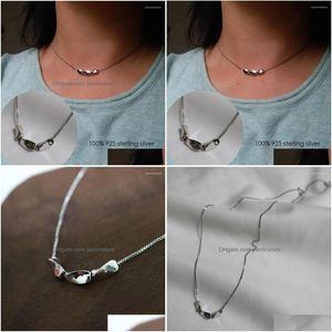 Colares Pingente Moda Feijões Geométricos S925 Sterling Sier Colar Para Mulheres Simples Clavícula Cadeia Dia dos Namorados Entrega Judeu Dhql2