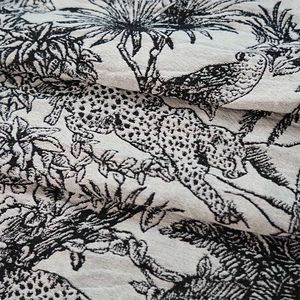 1pc Black Coconut Tree Style Fabric, Plant Tiger Jacquard Suitable for Clothing Skirt Home Table Cloth Curtain Fabric Decoration