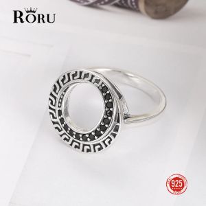 Anelli Anelli da donna vintage Boho pregiati Gioielli in argento sterling 925 Anello con diamanti neri con zirconi larghi con pietra dal design unico