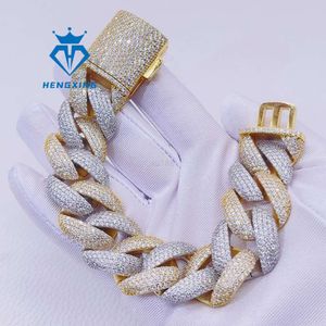 Custom 15mm Hip Hop Fashion Moissanite Cuban Chain Bracelets S925 Silver Luxury Iced Out Bracelet for Men