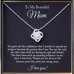 Pendant Necklaces To My Beautiful Mom Cubic Zirconia Love Knot Necklace Mom Gift Mom Necklace Mothers Day Gifts 240330