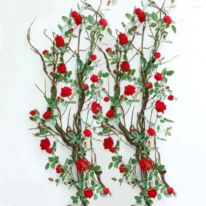 Dekorative Blumen, Rosenranken, künstliche Blumengirlande, gefälschte hängende Efeupflanzen, 166 cm, für Hochzeit, Zuhause, Party, Garten, Arrangement, Dekoration