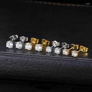 Ohrstecker 3mm 4mm 5mm 1 Paar Hip Hop Bling Out Runde Zirkon CZ Stein Für Männer Frauen Unisex Rapper Schmuck Tropfen